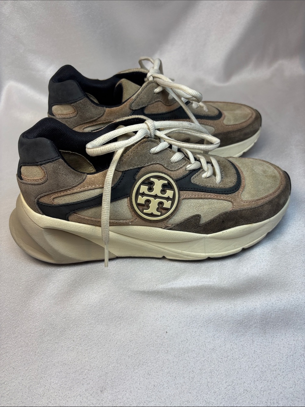Tory Burch Women's Suede Trainer Sneakers in Brown, Tan and Black